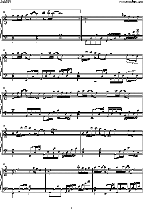 开始懂了 孙燕姿 钢琴谱 五线谱