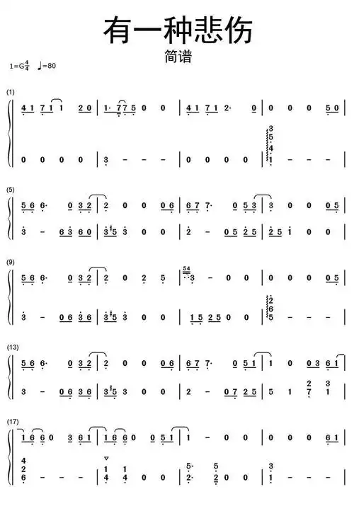 有一种悲伤简谱乐谱