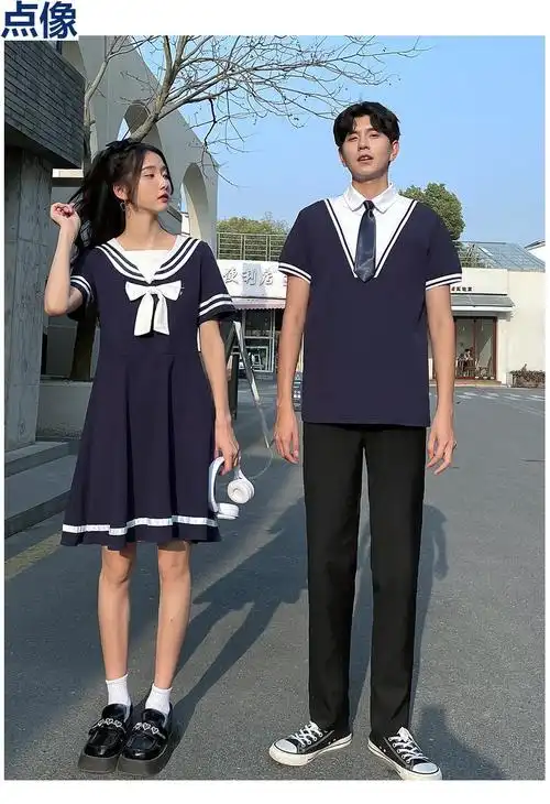 班服学院风高中生英伦夏季女生毕业长裙子jk套装初中学生诘襟白色