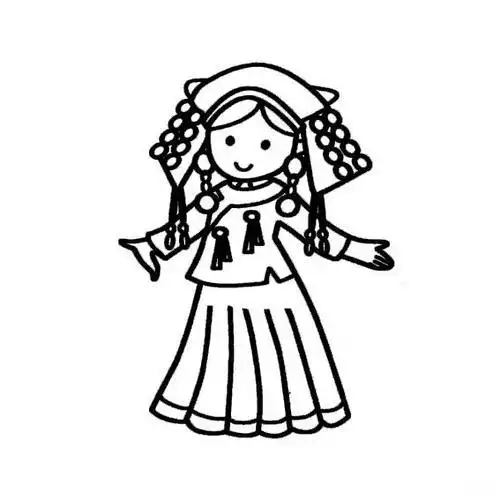 哈尼姑娘简笔画 简笔画图片大全-普车都