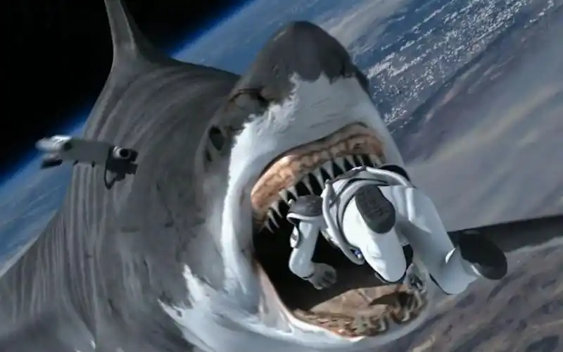 小伙消灭鲨卷风,鲨鱼竟然跑到太空复仇,这种鲨鱼我是没见过