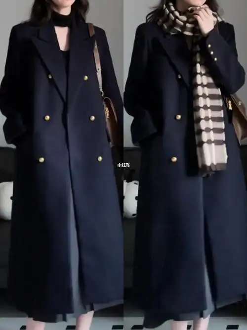 好爱这件复古藏青色大衣