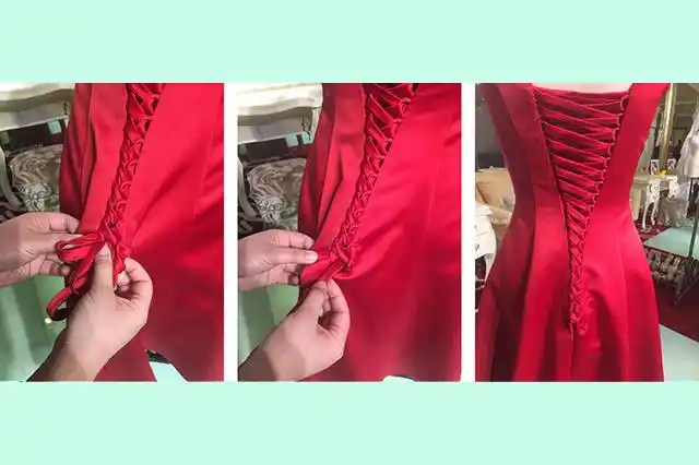 婚纱后面的绑带怎么系图解 婚纱带子怎么系