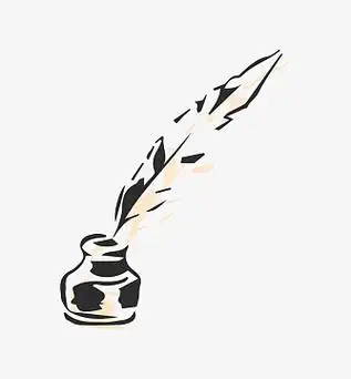 手绘卡通羽毛笔墨水瓶png彩色颜料毛笔字涂鸦png黄色水彩墨迹涂鸦矢量