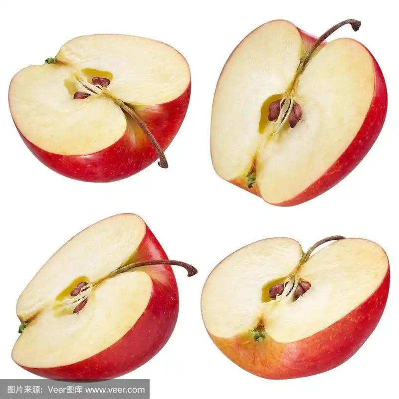 红色,苹果,一半的,横截面,部分