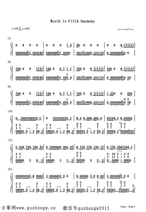 worthitfifthharmony简谱需改编