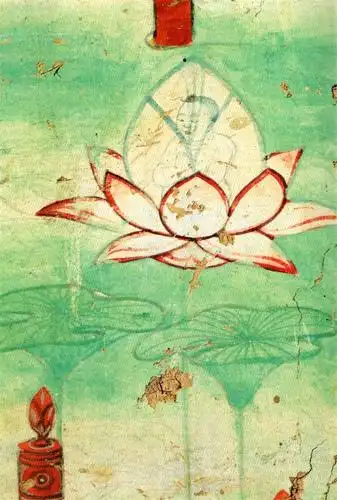 4中唐-榆林窟25窟南壁-观无量寿经变右下侧莲花化生童子2特写【993x