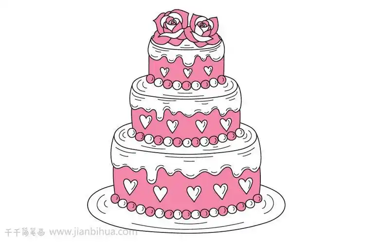 公主玫瑰花蛋糕简笔画集