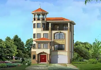 四层半高端欧式别墅房屋设计图,带车库,带露台