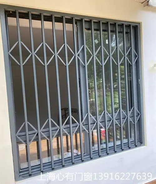 儿童安全防护栏伸缩防盗门上海定做推拉防盗窗铝合金折叠防护窗