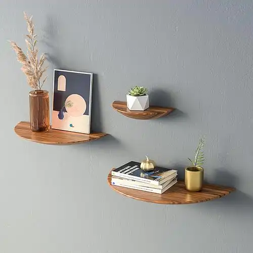 半圆置物架墙上墙壁隔板书架子壁挂式挂墙实木板材原木定制免打孔