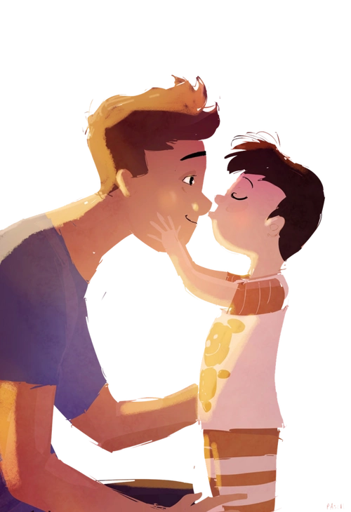 父子父亲与儿子男孩子插画卡通手绘png素材免抠png素材设计素材png