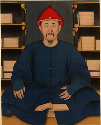 【真作】凤麒古挂轴「康熙皇帝画像 郎世宁」清代宫廷画家 中国古美术