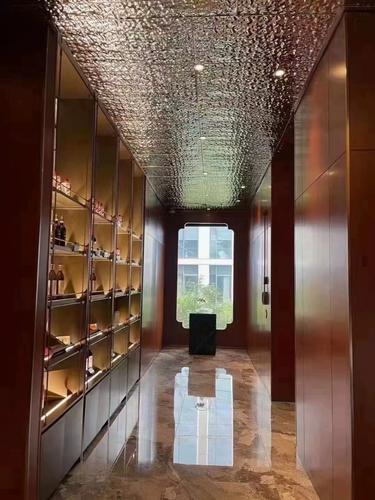 不锈钢水波纹板酒吧ktv大堂酒店天花吊顶镜面装饰金属背景板定制