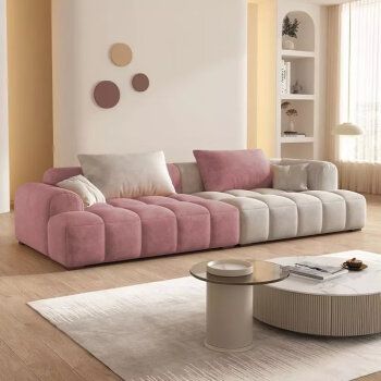 佐思堡新款奶油风拼色布艺沙发客厅大小户型撞色意式轻奢感高端沙发