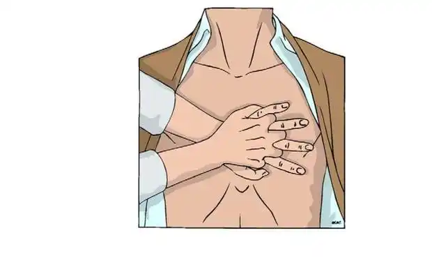 3.c:(circulation)在捶击后,立即行胸外心脏按压术.