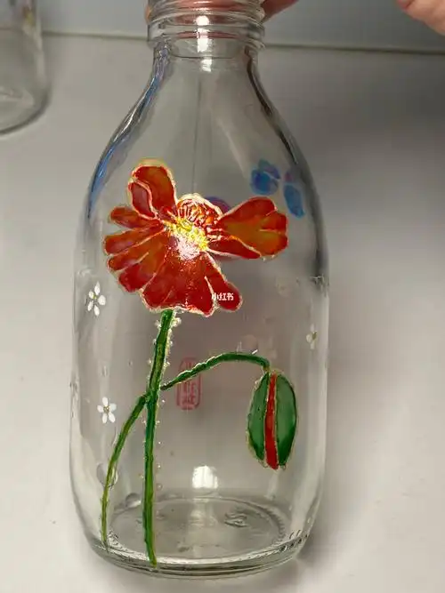 我的手工日常  #画画的日常  #手绘  #手绘玻璃瓶  #玻璃画