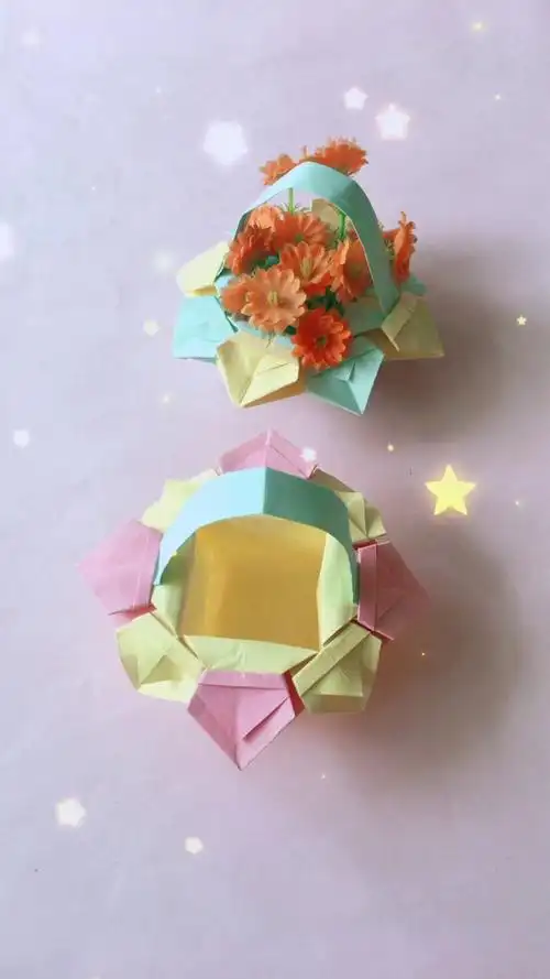 精 [视频教程]女孩子都会喜欢的花篮折纸