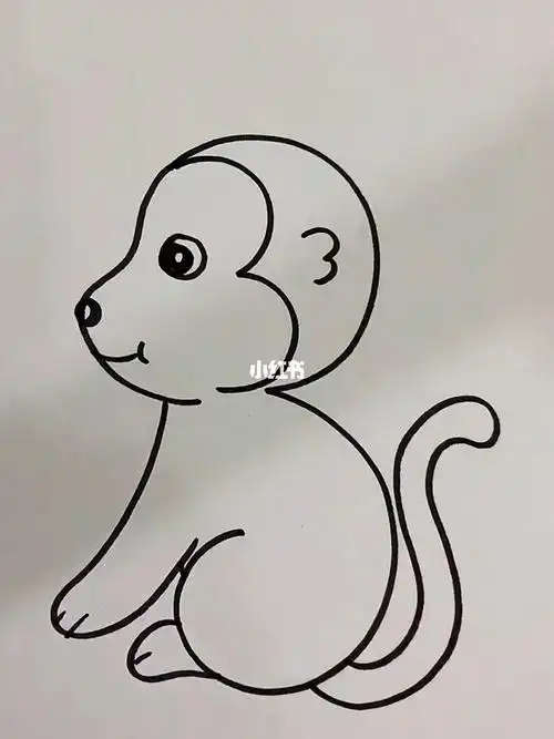 数字3简笔画小猴子