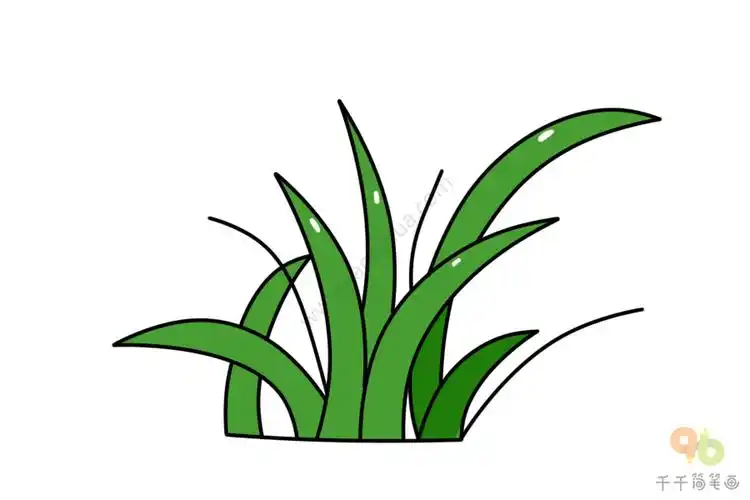 绿色植物 草丛简笔画_小草简笔画