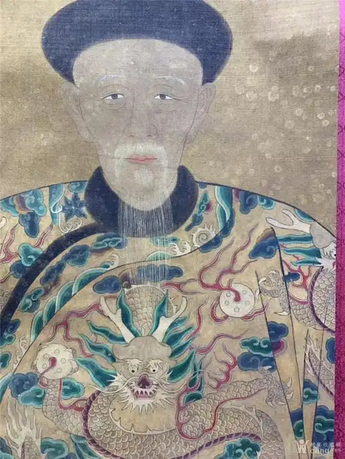 清宫廷画家郎世宁丝绢清圣祖真像