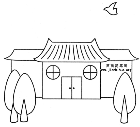 寺庙简笔画画法图解