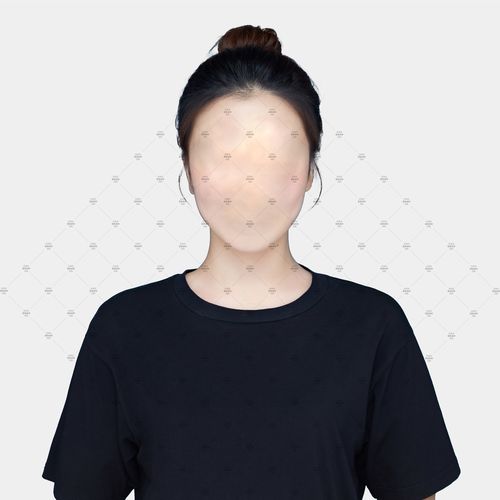 女士黑色t恤证件照服装高清素材分层psd