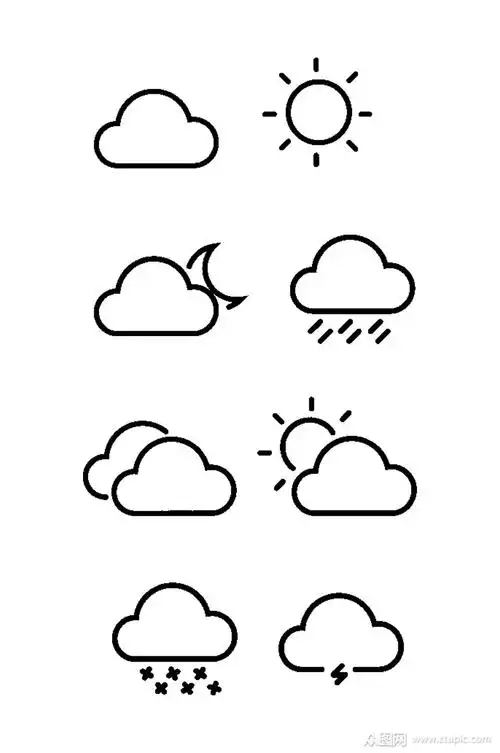 手绘简约天气预报图标素材