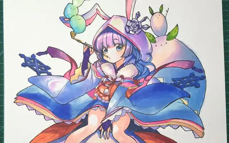 马克笔临摹蓝紫色渐变