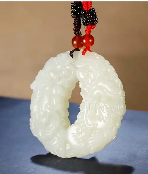 玉友新款新疆和田玉月牙龙凤对佩挂件情侣款天然玉石玉坠玉佩吊坠