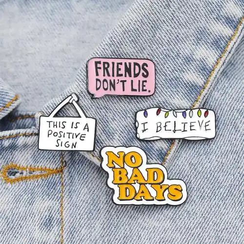 wish欧美创意文字广告牌 i believe七彩水滴店铺牛仔徽章胸针配饰