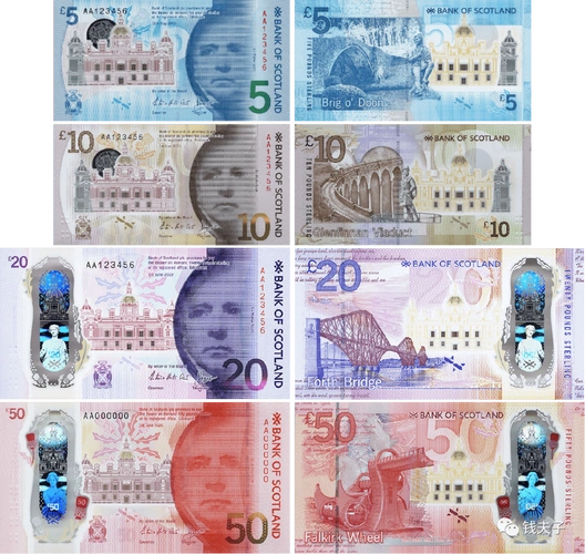 新版的100英镑塑料钞,正面图案延续了前面的设计,采用了小说家沃尔特