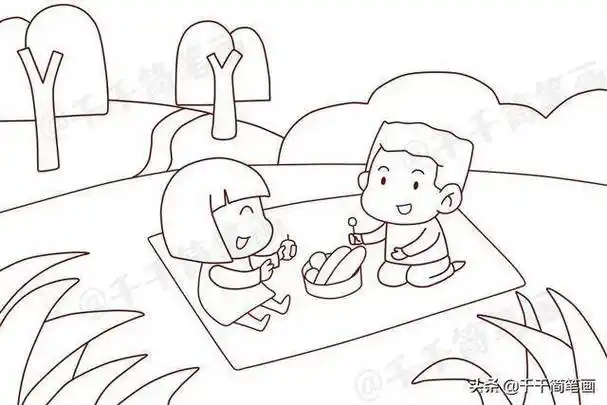 简笔画一家人去公园玩