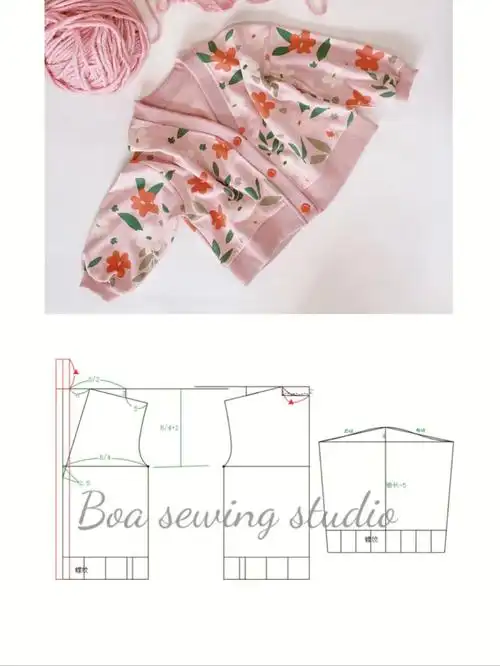 童装缝纫落肩袖卫衣开衫裁剪图分享