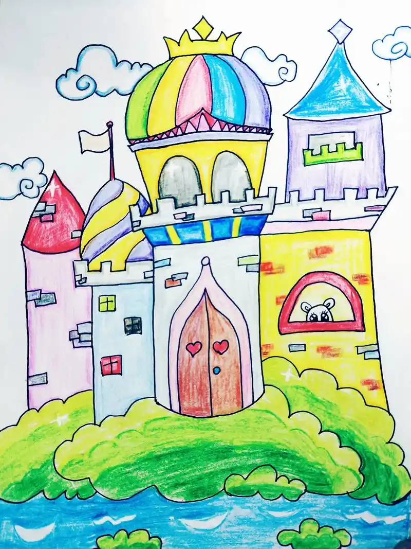 《童话城堡》儿童画 适合七岁以上小朋友绘画呦78 今日文案:"