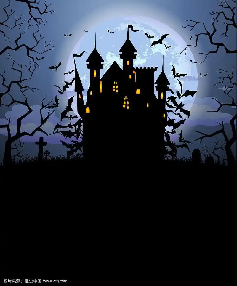万圣节背景与可怕的吸血鬼城堡