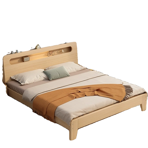 实木床15双人床家用现代简约出租房屋用1米2单人储物经济型床架