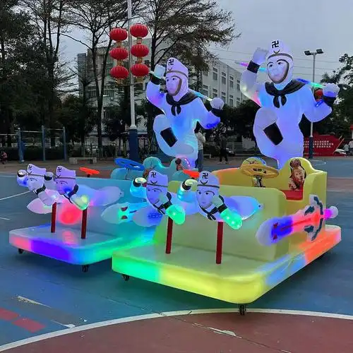 新款广场儿童游乐车亲子景区发光电瓶车商场公园孙悟空四座碰碰车-阿