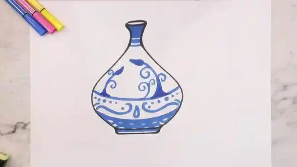青花瓷简笔画教程幼儿园青花瓷简笔画|《美丽青花瓷》-丹阳市丹青花瓷