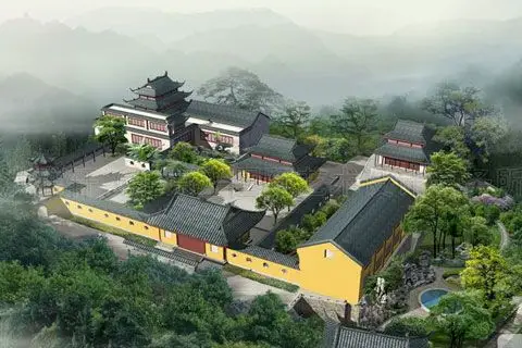 寺庙内部装修效果图- 中式庭院图库-洪雅轩(北京)国际艺术设计事务所