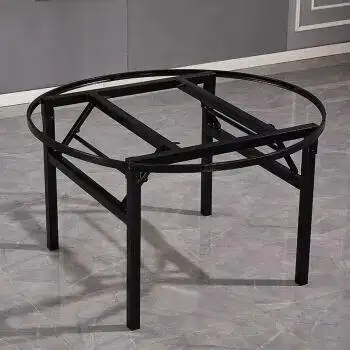 定制大圆桌面支架方桌可折叠桌腿酒店家用实木圆台桌脚饭桌底座铁架子