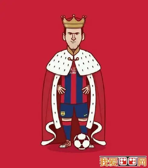 球星梅西的巴萨队服卡通画