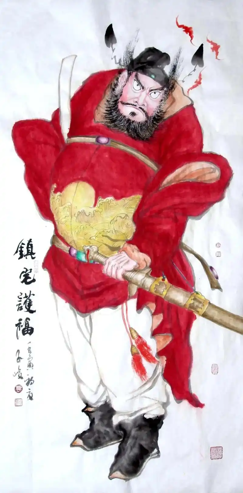 国画钟馗神威图设色版系列60#国画挑战 #每日一画 #国画人 - 抖音