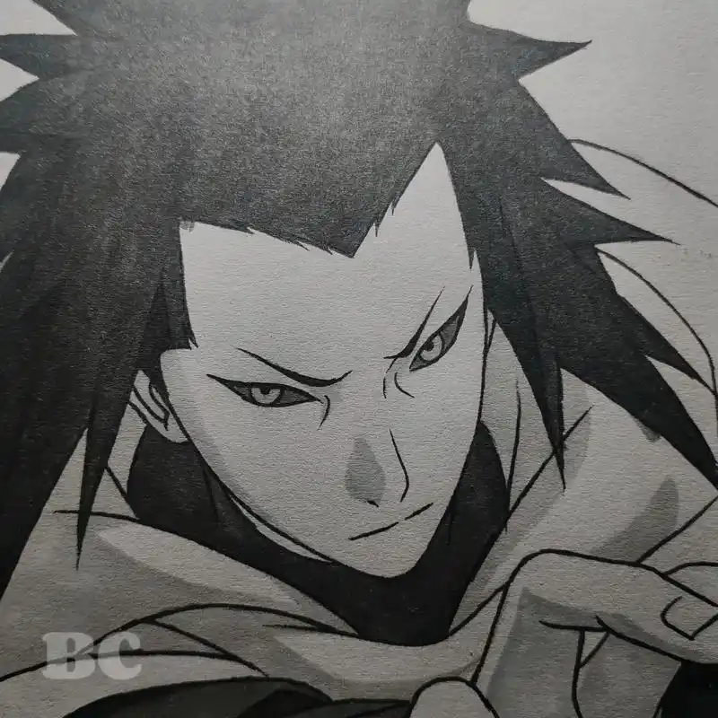 三代风影——教程.#三代风影 #手绘教程 #黑白画 #火影忍 - 抖音