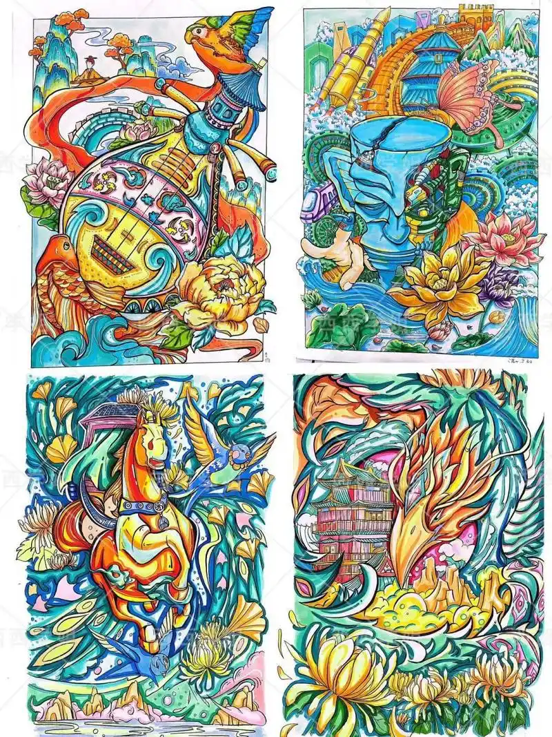 艺术设计考研|彩色装饰画合集 96色彩是最有表现力的要素之一,能