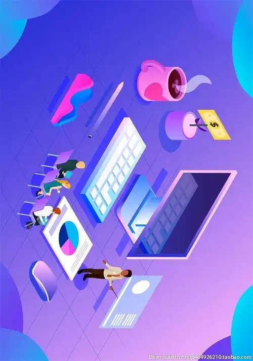 电商淘宝电脑手机ui插图画商业购物banner广告设计ai矢量分层素材淘宝