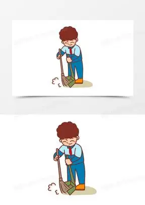 坐在扫地机器人上免抠元素120卡通人物扫地爱护环境121黑白卡通劳动节