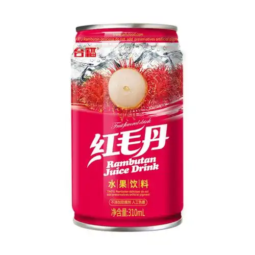 台福红毛丹果粒果汁饮料310ml*12罐装整箱包邮日期2017年2月后