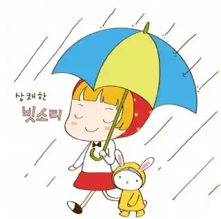 女孩撑伞在雨中漫步图片