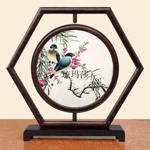 琼玛莎苏绣屏风苏州双面绣屏风手工刺绣成品摆件会议中式客厅玄关送